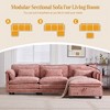 MOONMISS 112" Oversized Chenille L Shaped Sectional Sofa Cloud Couch with Movable Storage Ottoman, Phone Holder, USB Charging Port - 2 of 4