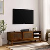 Airsurfer 59 Inch Modern Rattan TV Stand for 65 Inch TV, Entertainment Cabinet for Living Room, Solid Wood Feet & Rattan Cabinet Doors - 2 of 4