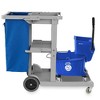 Dryser Commercial Janitorial Cleaning Cart on Wheels with Shelves and Vinyl Bag & Commercial Mop Bucket with Side Press Wringer, 26 Qt. Blue - 2 of 4