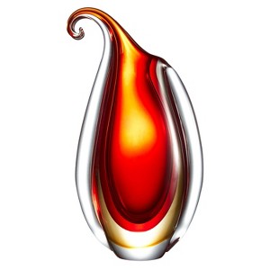 Luxury Lane Hand Blown Sommerso Curly Art Glass Teardrop Vase - 1 of 4