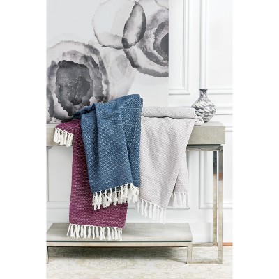 Blythe Handcrafted Cotton Chenille Throw with Fringe - Natural