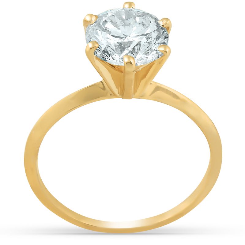 Pompeii3 2ct Solitaire Moissanite Engagement Ring Round Brilliant 14k Yellow Gold, 3 of 5