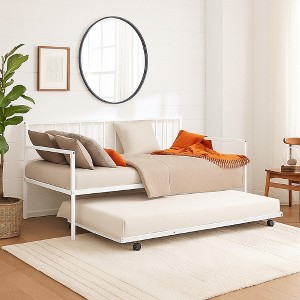 Royal Hampton Daybed with Pull Out Trundle, White Slatted Open Metal Frame - 1 of 1