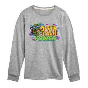 Boys' - Teenage Mutant Ninja Turtles Mutant Mayhem - Leo Pizza Power Long Sleeve Graphic T-Shirt - 1 of 3