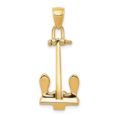 Black Bow Jewelry 14k Yellow Gold Large Stockless Anchor Pendant