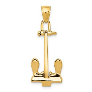 Black Bow Jewelry 14k Yellow Gold Large Stockless Anchor Pendant - 1 of 4