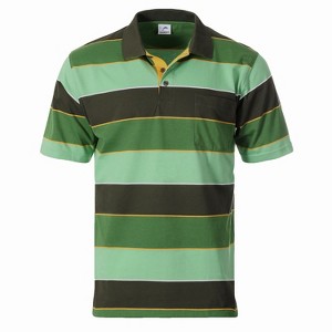 Gioberti Men's Slim Fit Wide Striped Polo Shirt With Pocket - Contrasting Collar Short Sleeve Yarn Dye - 1 of 4