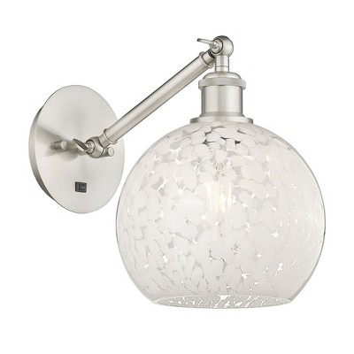 White Mouchette - 1 Light Arm Adjusts Up and Down Wall Sconce In Modern Style-10 Inches Tall and 8 Inches Wide