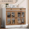 35.4" Sideboard Buffet Cabinet with Glass Doors & Adjustable Shelves,  Sideboard with Drawer for Dining Room & Kitchen - 4 of 4