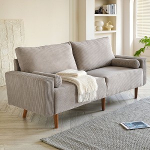 XIZZI Modern Compact 2-Seater Sofa for Small Spaces - Soft Polyester Fabric, Sponge & Plush Filling, Solid Wood Frame Loveseat in Multiple Colors - 1 of 4