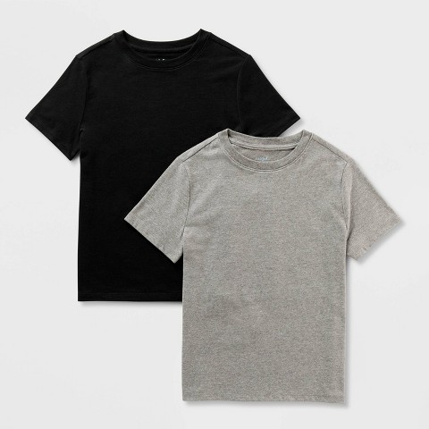 Cat & Jack Boys' 2pk Short Sleeve Basic T-Shirt - Cat & Jack™ White/Heather Gray M