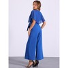 INSPIRE CHIC Women's Casual Dressy Cape Ruffle Sleeve Tie Waist Wide Leg Jumpsuits - 3 of 4
