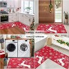 Acekool 2-Piece Red Festive Print Indoor Mat Set, Soft Washable Stain Resistant, 17"x29"+17"x47", Foldable Non-Shedding Rug for Kitchen Bedroom - 4 of 4