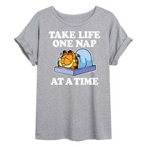 Women's - Garfield - Take Life One Nap Oversized Graphic T-Shirt - 1 of 4