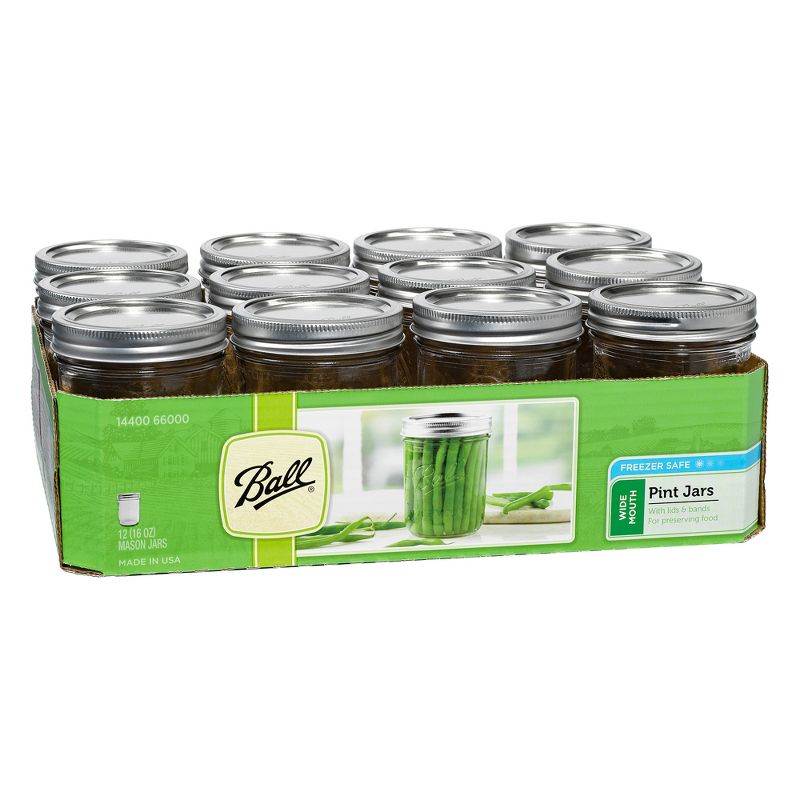 Ball 16oz 12pk Glass Wide Mouth Mason Jar with Lid and Band, 3 of 8
