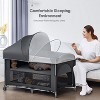 BabyBond 4 in 1 Baby Bassinet, Pack and Play, Large Playard Beside Sleeper with Mattress, Mosquito Net, Bottom Storage - 2 of 4
