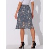INSPIRE CHIC Women's Floral Ruffle Elastic High Waist Button Flowy Split Skirt - 4 of 4