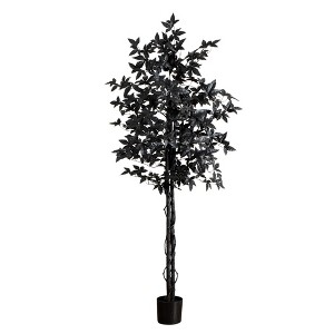 Nearly Natural 6-ft Artificial Halloween Black Maple Tree with Natural Trunk - 1 of 1