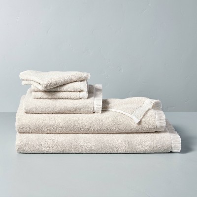 3pk Microstripe Terry Cotton Washcloth Set Taupe - Hearth & Hand™ with Magnolia