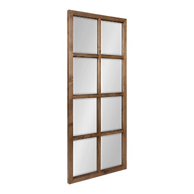 18" x 42" Hogan Windowpane Wall Mirror Natural - Kate & Laurel All Things Decor