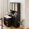 69.29"H Triamine Modern Tall Buffet Cabinet with Kitchen Cart, Adjustable Shelves and 3 Rattan Doors for Kitchen, Dining Room or Living Room - 4 of 4
