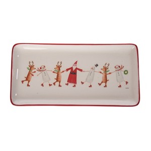 Transpac Dolomite Jolly Skaters Multicolor Ceramic Serving Platter for Christmas Tabletop Decor and Gift Giving - 1 of 1