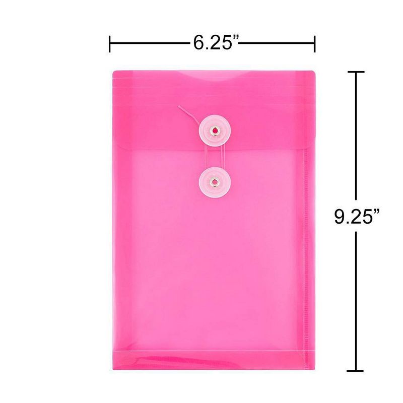 JAM Paper 6 1/4&#34; x 9 1/4&#34; 6pk Multicolor Plastic Envelopes, Button & String Tie, Secure Document Storage, 5 of 6