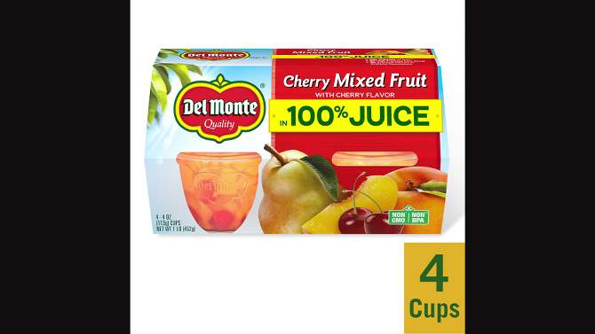 Del Monte Cherry Mixed Fruit Cups - 4ct, 2 of 6, play video
