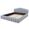 Queen Size Velvet Upholstered Bed Frame Floor Bed with Shell-Shaped Headboard for Bedroom - ModernLuxe - 4 of 4