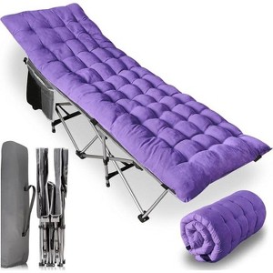 Zone tech Outdoor Camping Travel Cot and Cot Pad - High Quality Foldable and Portable Adult & Kids Travel Cot w/Large Pocket and Cushion Lavander - 1 of 4