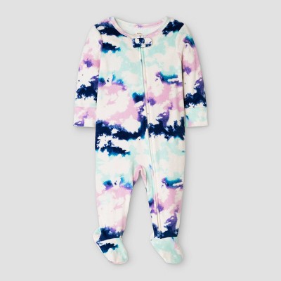 Baby Girls' Tie-Dye Footed Pajama - Cat & Jack™ Blue/Purple 6-9M