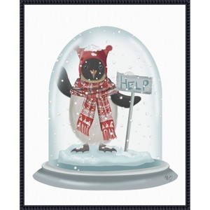 Amanti Art 23"x28" Christmas Penguin Snow Globe by Fab Funky Framed Canvas Wall Art Print - 1 of 4