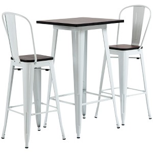 HOMCOM 3 Piece Industrial Dining Table Set, Counter Height Bar Table & Chairs Set with Footrests for Bistro, Pub - 1 of 4