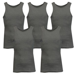 Galaxy By Harvic Men's Heavyweight Ribbed Tank Top-5 Pack - 1 of 4