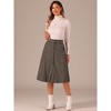 Allegra K Women's High Waist Solid Button Front A-Line Belted Corduroy Midi Skirt - 3 of 4