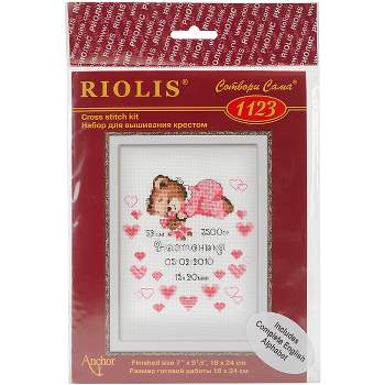 RIOLIS Counted Cross Stitch Kit 7"X9.5"-Girls Birth Announcement (14 Count)