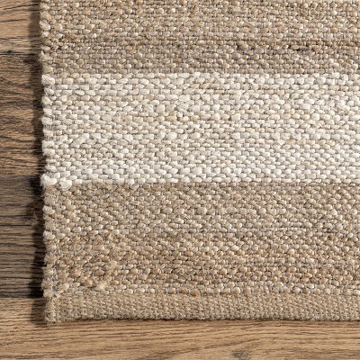 Beige Stripe Flat Woven Handmade Reversible 4' x 6' Rug