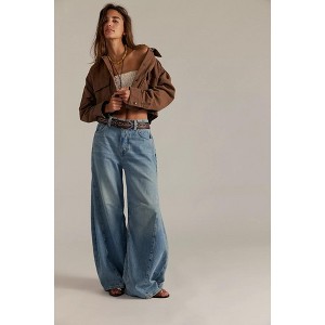 Women's Vintage Wide Leg High Waisted Jeans Fall Loose Fit Retro Denim Casual Long Pants Trousers - 1 of 4