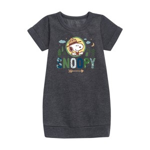 - Peanuts - Ranger Snoopy Graphic Short Sleeve Fleece Dress - 1 of 3