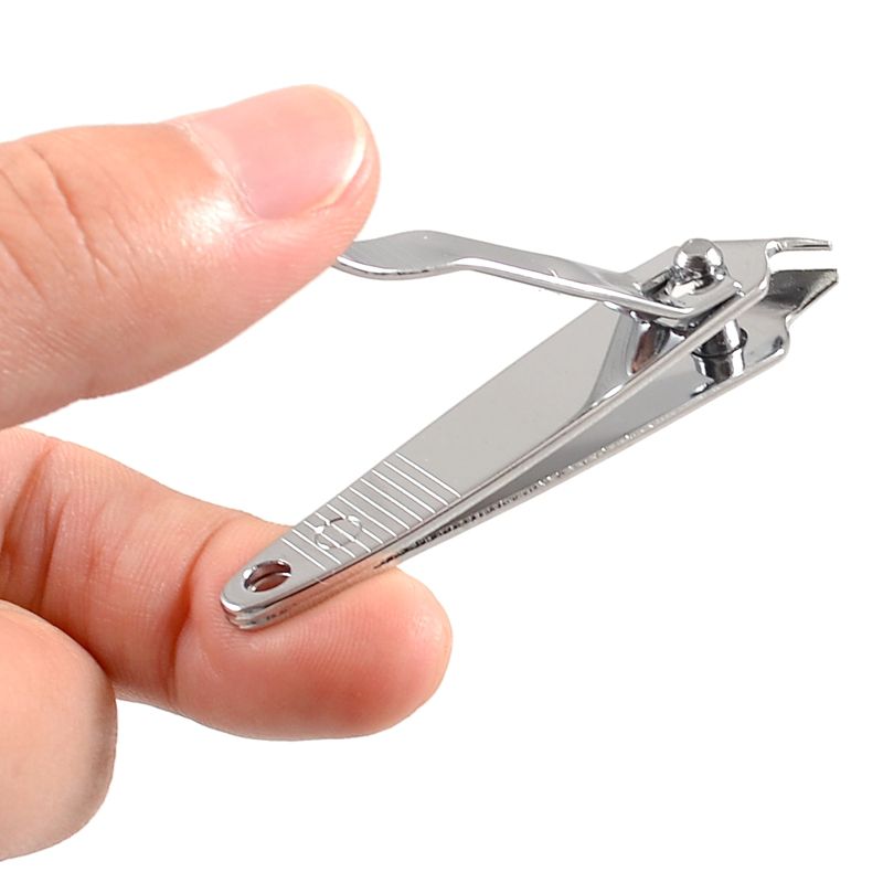 Unique Bargains Fingernail Slanted Tip Metal Nail Clipper Cutter Pedicure Manicure Tool Silver, 3 of 5