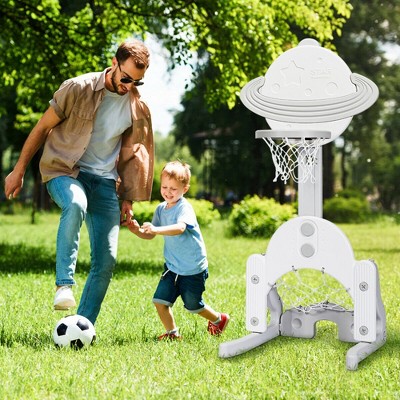 Adjustable Gray 3-in-1 Kids Basketball Hoop Set with Balls