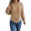 Coolmee Women's Cable Knit Sweaters Long Sleeve Crewneck Chunky Loose Fit Pullover Tops - 2 of 4