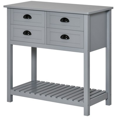 GlasFlength Kitchen Storage Accent Kitchen Cabinet Storage Cabinet Morden Sideboard Cabinet 4 Drawers for Dining Room, Gray, 31.5"*15.8"*31.5"