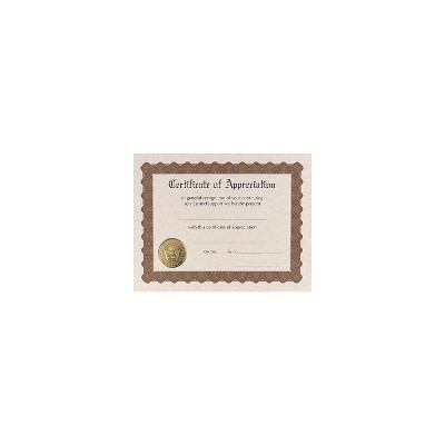 Masterpiece Studios Appreciation Certificates 8.5" x 11" Metallic Gold 18/Pack (20104238)