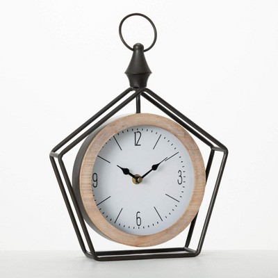 Sullivans 11.5" Metal Pentagon Desk Clock