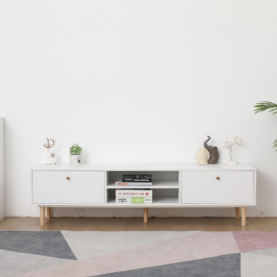 NicBex Modern Functional TV Stand Modern Elegant Entertainment Center with 2 Drawers TV Cabinet with Solid Wood Legs for Living Room