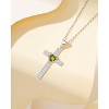 Molenia Birthstone Cross Necklace for Women, 925 Sterling Silver Heart Cross Pendant Necklace Fine Cross Jewelry Birthday Gifts for Her 18"+4" Inches - 3 of 4