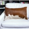 HomeRoots 12" X 20" Brown and White Cowhide Throw Pillow - 2 of 4