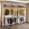 Wall Mounted Metal Industrial Pipe Clothing Rack,Heavy Duty Wardrobe Rack With Top Shelves,Suitable For Apartment,Bedroom-Cuddlewood - 2 of 4