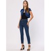 INSPIRE CHIC Women's Cap Sleeve Slim Fit Summer Open Front Crop Denim Jacket - 3 of 4